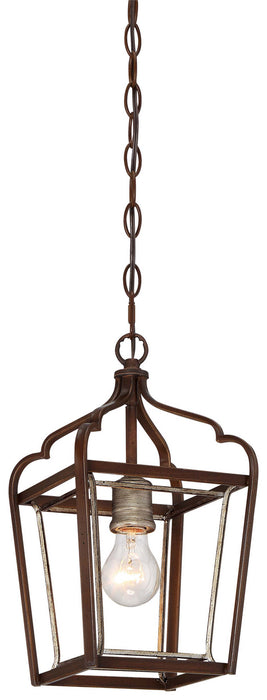 Minka-Lavery 4341-593 One Light Mini Pendant, Dark Rubbed Sienna With Aged Silver
