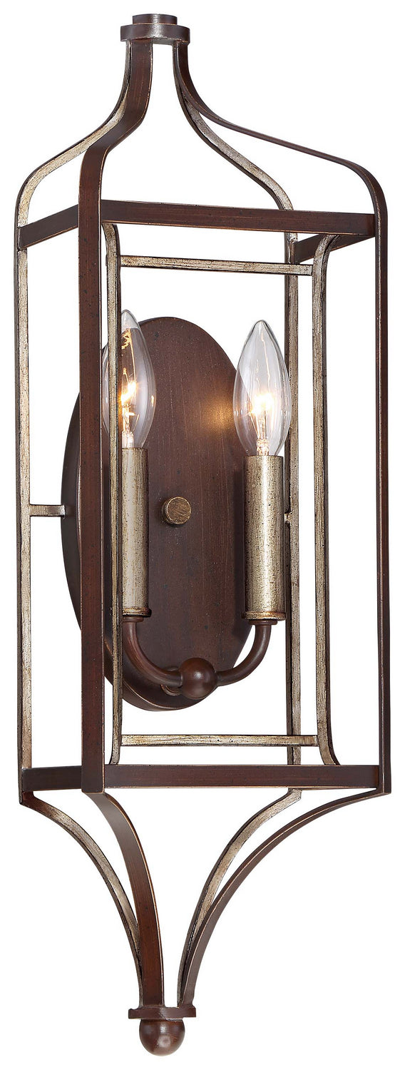 Minka-Lavery 4342-593 Two Light Wall Sconce, Dark Rubbed Sienna With Aged Silver