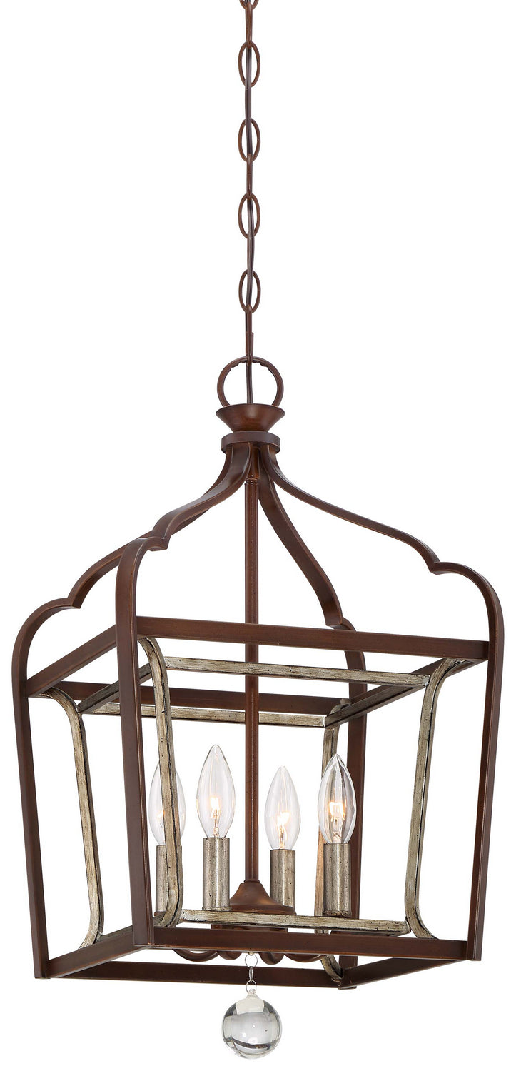 Minka-Lavery 4343-593 Four Light Pendant, Dark Rubbed Sienna With Aged Silver