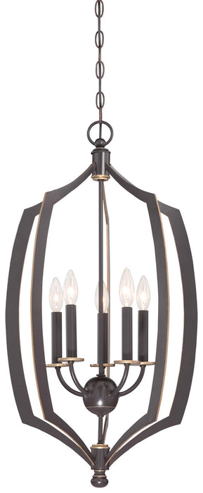 Minka-Lavery 4373-579 Five Light Pendant, Downton Bronze With Gold Highlights
