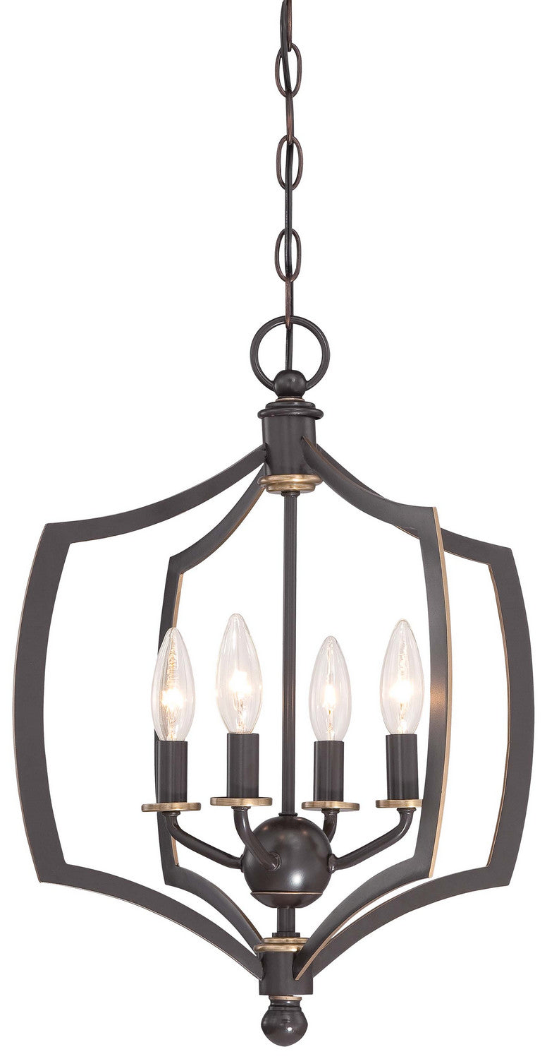Minka-Lavery 4374-579 Four Light Mini Chandelier, Downton Bronze With Gold Highlights