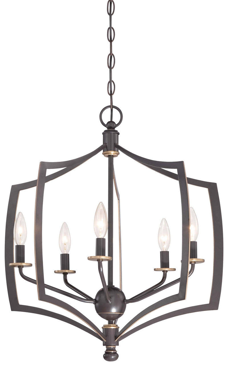 Minka-Lavery 4375-579 Five Light Chandelier, Downton Bronze With Gold Highlights