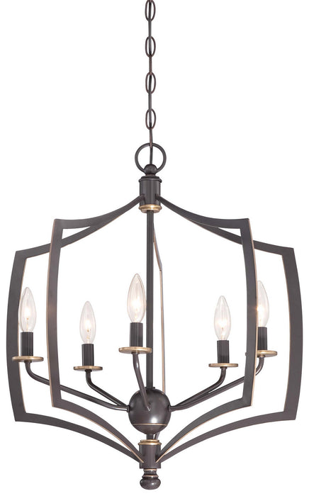 Minka-Lavery 4375-579 Five Light Chandelier, Downton Bronze With Gold Highlights