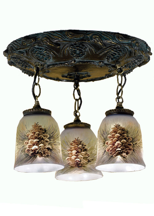 Meyda Tiffany 49537 Three Light Pendant, Golden Pine