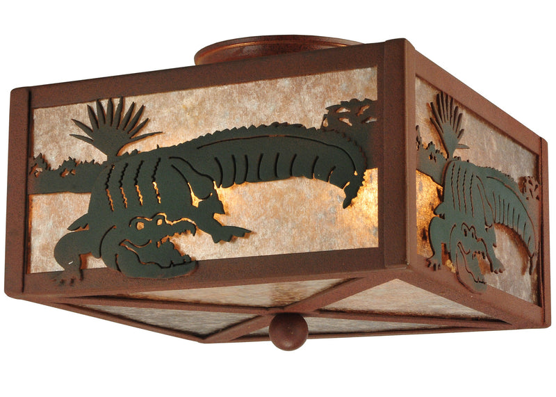 Meyda Tiffany 50748 Two Light Flushmount, Rust & Green