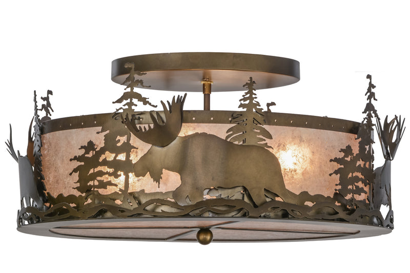 Meyda Tiffany 51092 Four Light Flushmount, Antique Copper