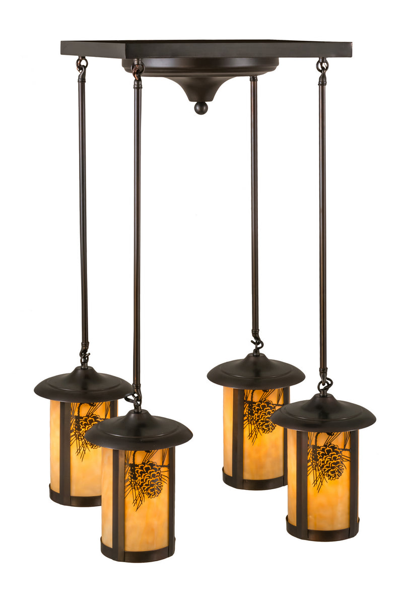 Meyda Tiffany 59330 Four Light Semi-Flushmount, Craftsman Brown