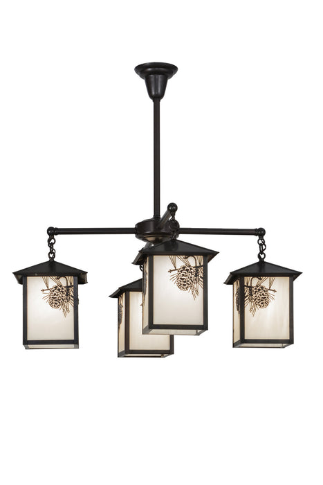 Meyda Tiffany 60911 Four Light Chandelier, Craftsman Brown