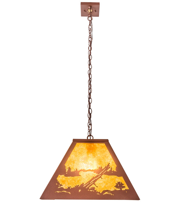 Meyda Tiffany 68092 Six Light Oblong Pendant, Rust