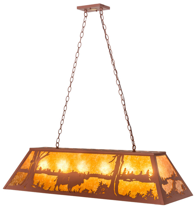 Meyda Tiffany 68092 Six Light Oblong Pendant, Rust