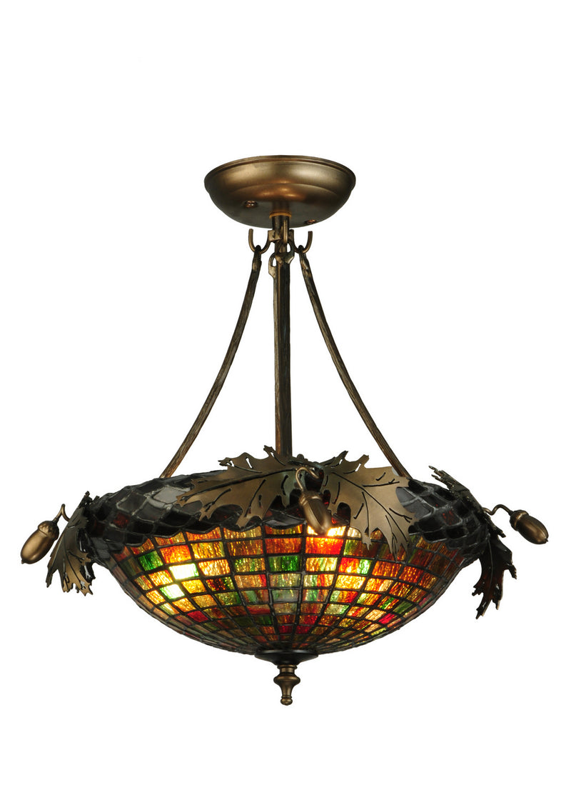 Meyda Tiffany 68649 Three Light Semi-Flushmount, Antique Copper