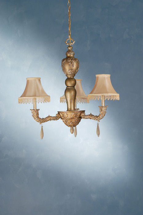 Meyda Tiffany 69563 Three Light Chandelier, Satin Gold/Silver Wash