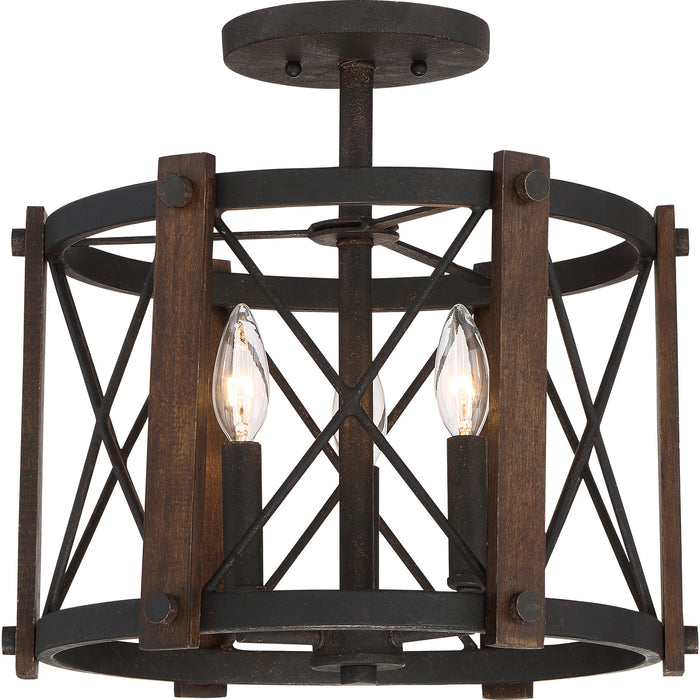 Quoizel BRO1715MK Three Light Semi-Flush Mount, Marcado Black