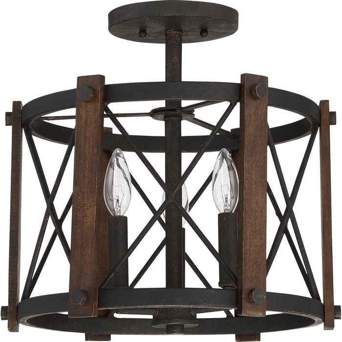 Quoizel BRO1715MK Three Light Semi-Flush Mount, Marcado Black