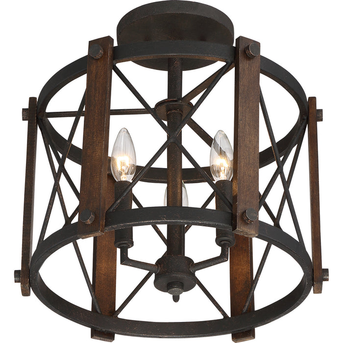 Quoizel BRO1715MK Three Light Semi-Flush Mount, Marcado Black