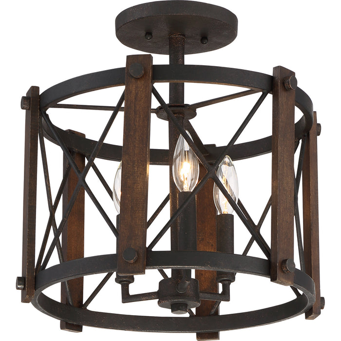 Quoizel BRO1715MK Three Light Semi-Flush Mount, Marcado Black