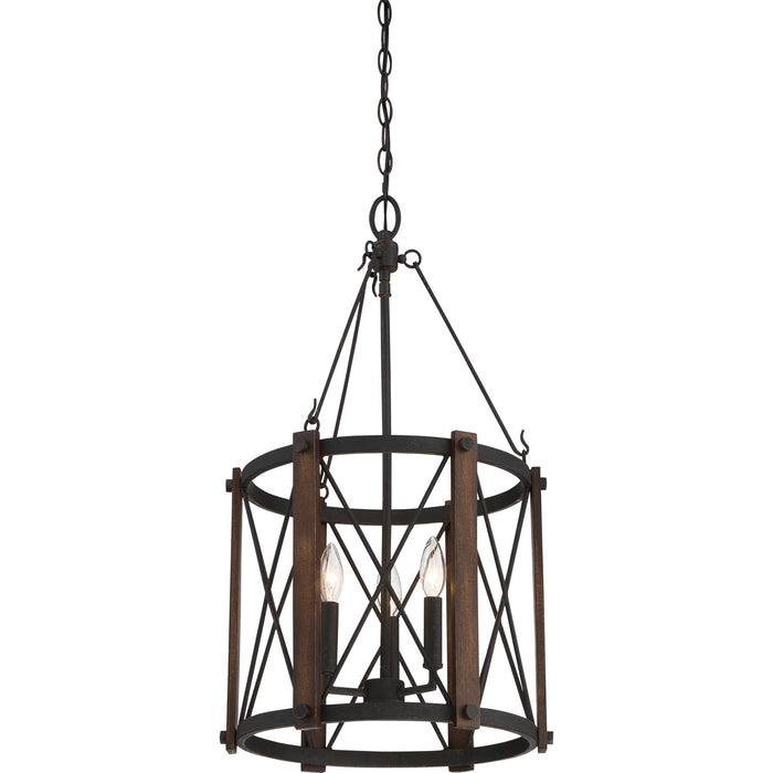 Quoizel BRO5203MK Three Light Foyer Pendant, Marcado Black