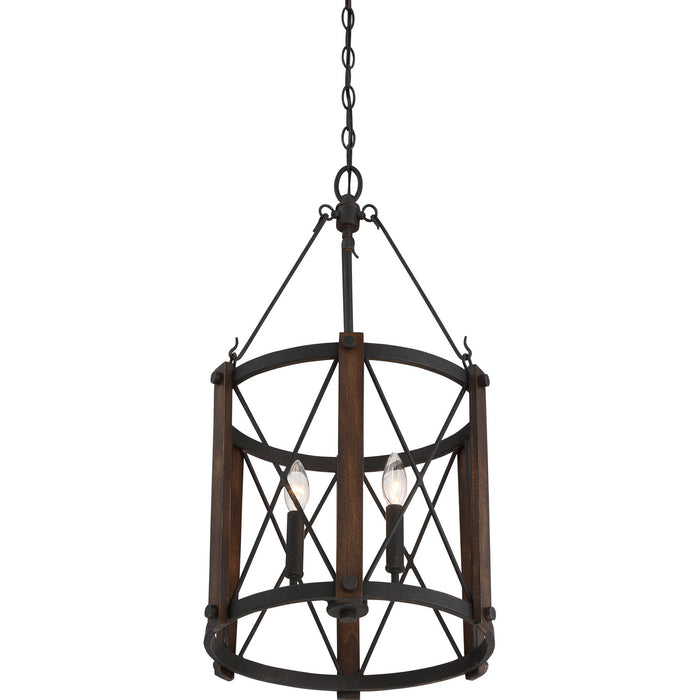 Quoizel BRO5203MK Three Light Foyer Pendant, Marcado Black
