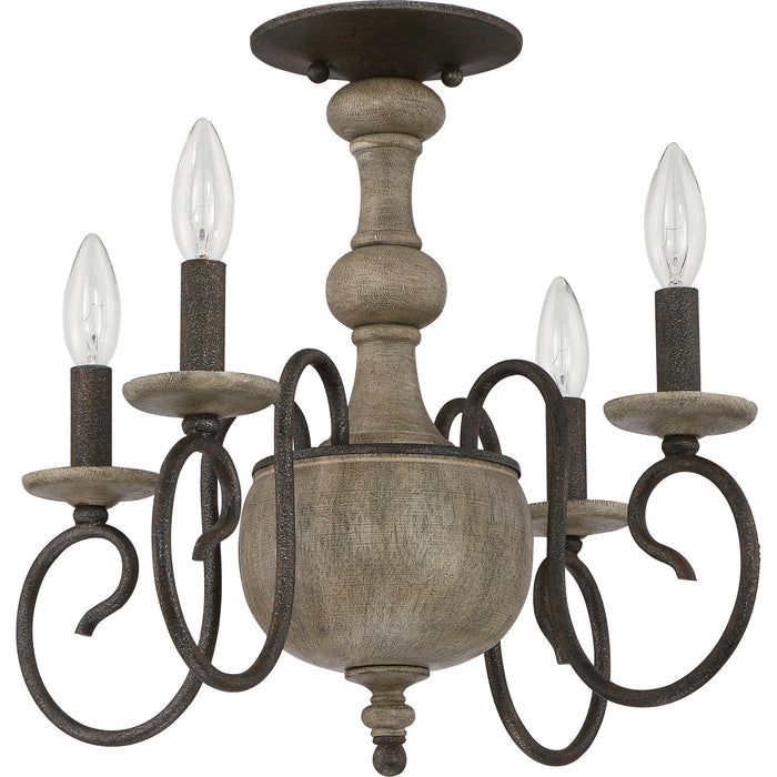 Quoizel CS1718RK Four Light Semi-Flush Mount, Rustic Black