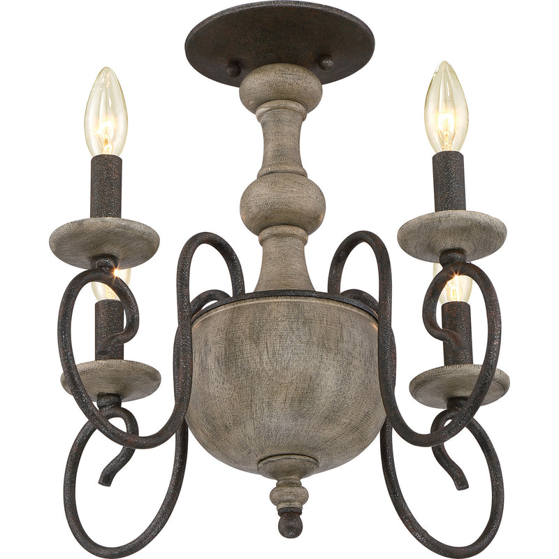 Quoizel CS1718RK Four Light Semi-Flush Mount, Rustic Black