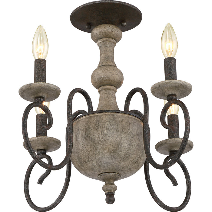 Quoizel CS1718RK Four Light Semi-Flush Mount, Rustic Black