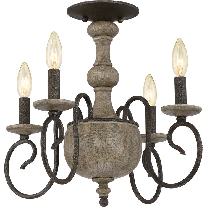 Quoizel CS1718RK Four Light Semi-Flush Mount, Rustic Black