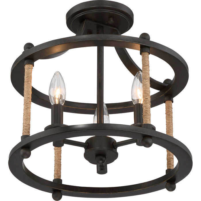 Quoizel FTR1713IB Three Light Semi-Flush Mount, Imperial Bronze