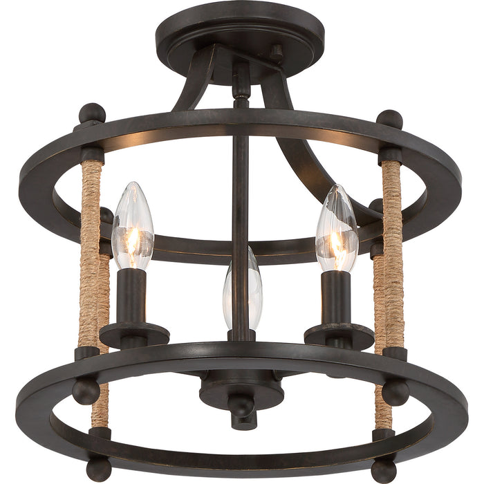 Quoizel FTR1713IB Three Light Semi-Flush Mount, Imperial Bronze