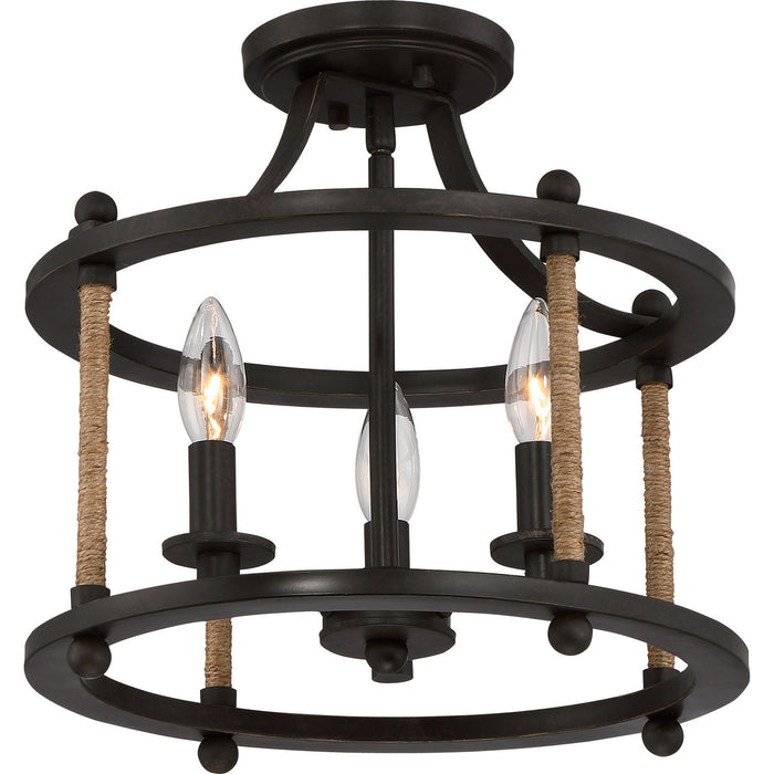 Quoizel FTR1713IB Three Light Semi-Flush Mount, Imperial Bronze