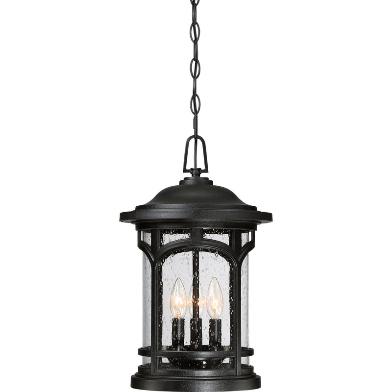 Quoizel MBH1911K Three Light Outdoor Hanging Lantern, Mystic Black