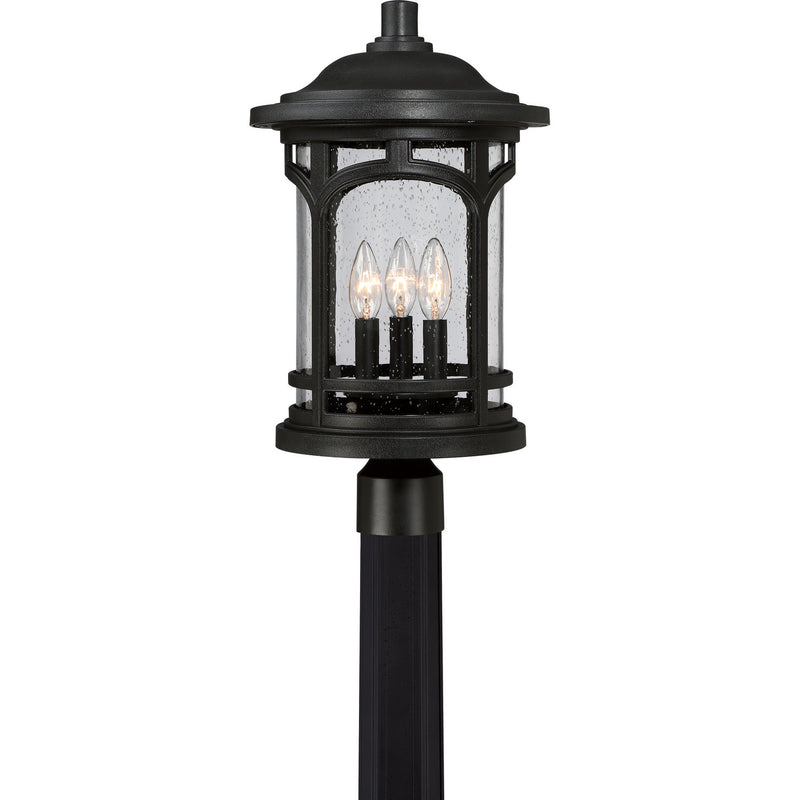 Quoizel MBH9011K Three Light Outdoor Post Lantern, Mystic Black