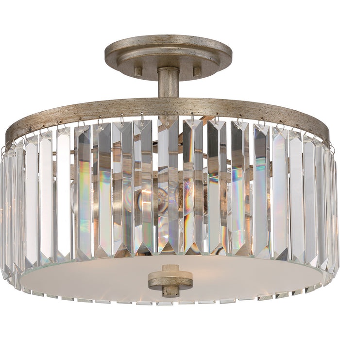 Quoizel MIR1715VG Three Light Semi-Flush Mount, Vintage Gold