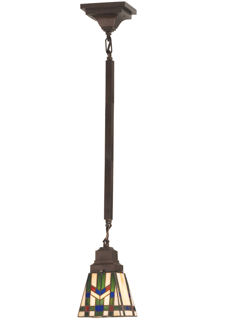 Meyda Tiffany 82481 One Light Mini Pendant, Beige Burgundy Lt Blue Green