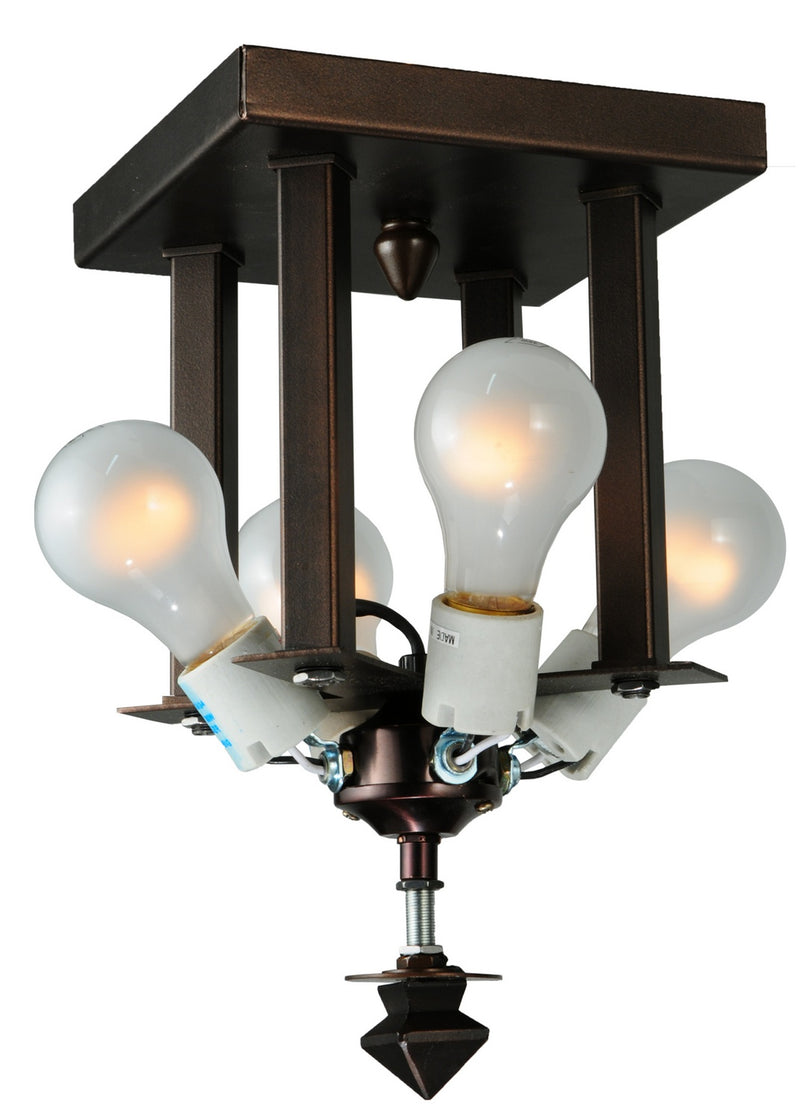 Meyda Tiffany 99015 Four Light Flushmount, Mahogany Bronze