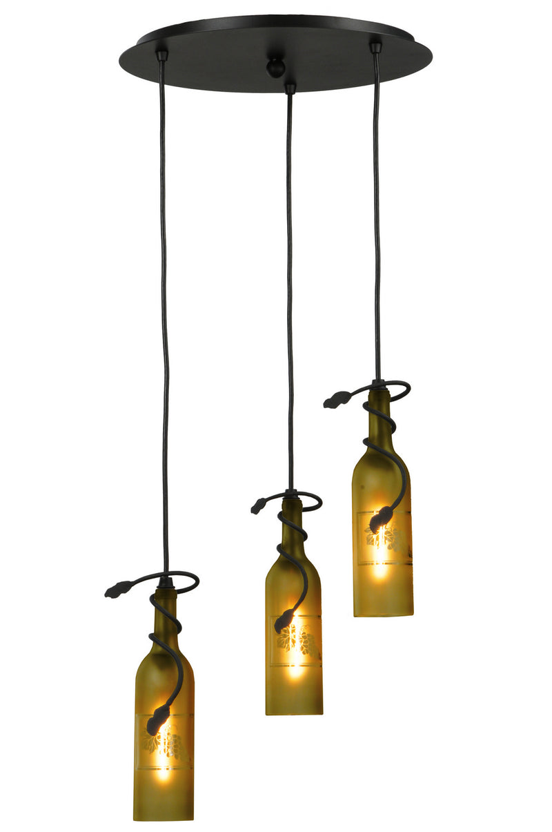 Meyda Tiffany 105771 Three Light Pendant, Black Metal