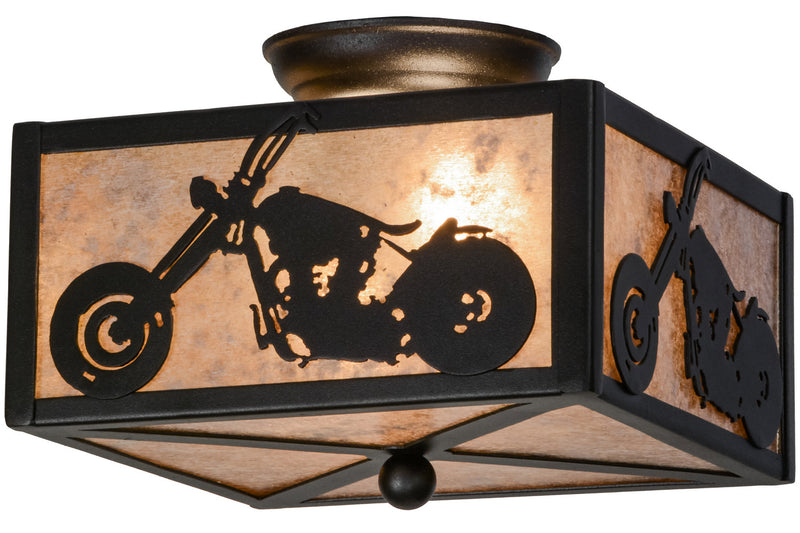 Meyda Tiffany 109547 Two Light Flushmount, Textured Black