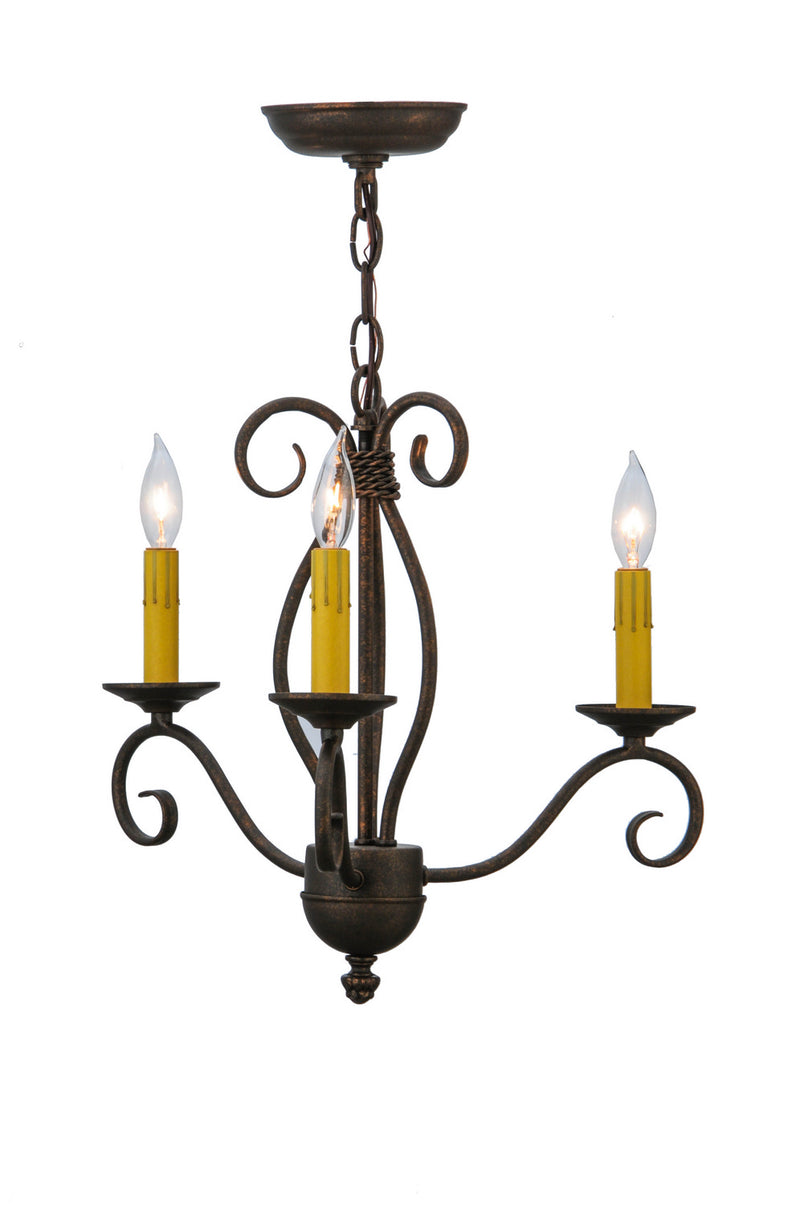 Meyda Tiffany 115226 Three Light Chandelier, Gilded Tobacco