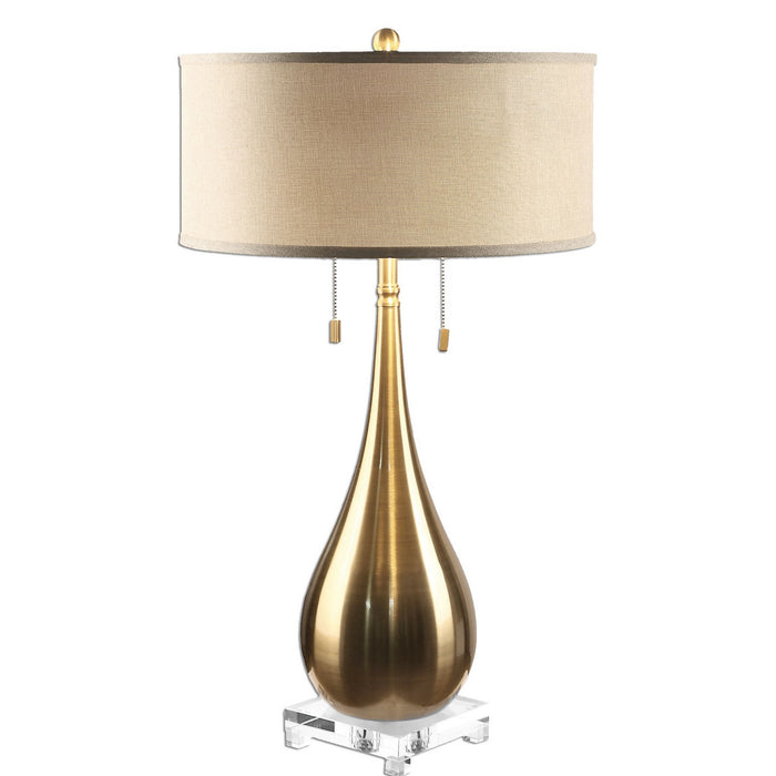 Uttermost 27048-1 Two Light Table Lamp, Brushed Brass