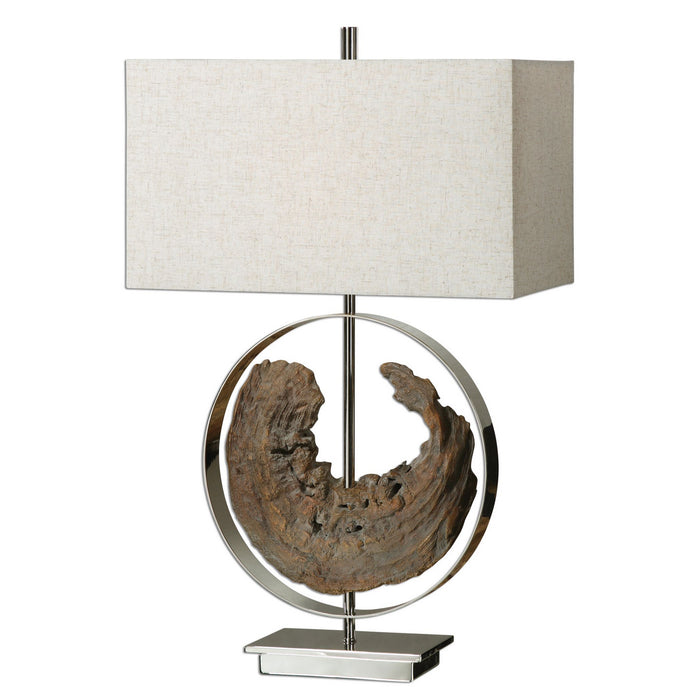 Uttermost 27072-1 One Light Table Lamp, Faux Driftwood, Polished Nickel