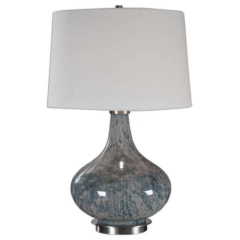 Uttermost 27076 One Light Table Lamp, Blue Gray, Brushed Brass