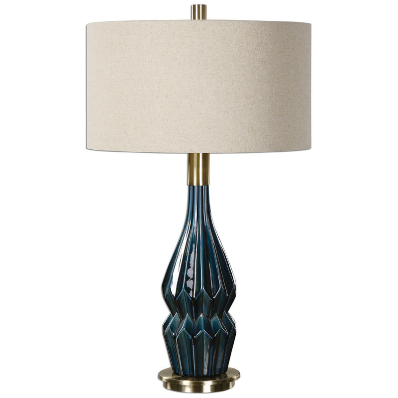 Uttermost 27081-1 One Light Table Lamp, Blue Ceramic