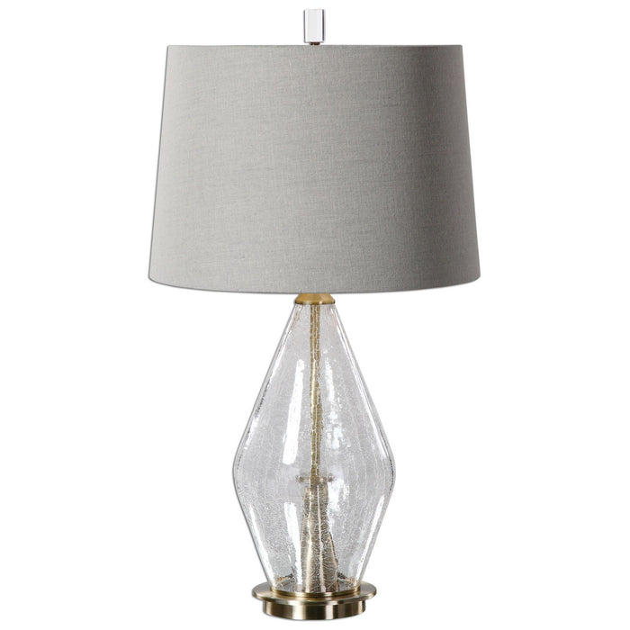 Uttermost 27086 One Light Table Lamp, Crackled Glass, Brushed Brass