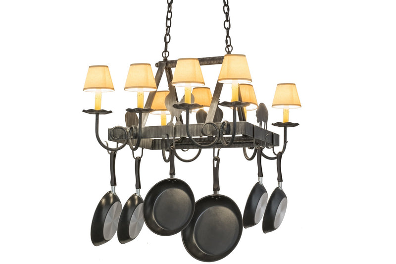 Meyda Tiffany 120772 Eight Light Pot Rack, Antique Iron Gate