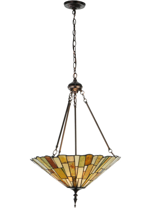 Meyda Tiffany 121146 Three Light Inverted Pendant, Mahogany Bronze