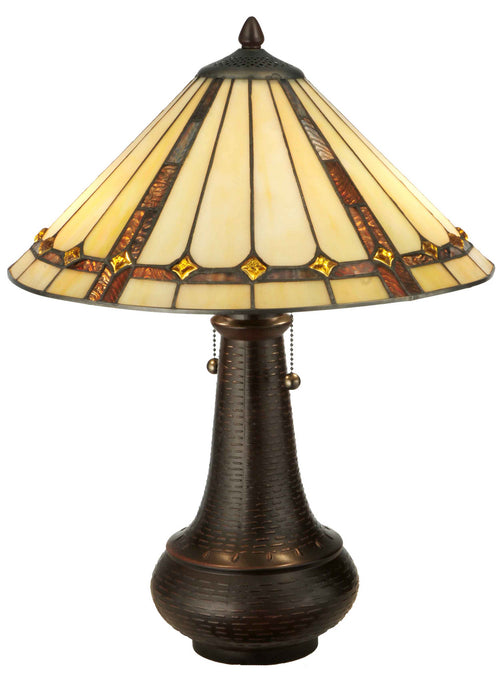 Meyda Tiffany 130743 Two Light Table Lamp, Mahogany Bronze