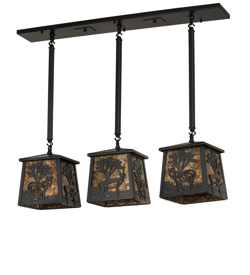 Meyda Tiffany 130904 Three Light Island Pendant, Textured Black