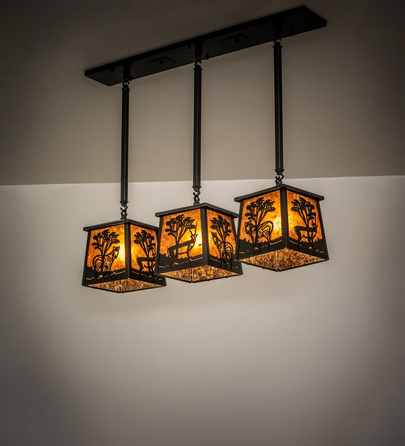 Meyda Tiffany 130904 Three Light Island Pendant, Textured Black