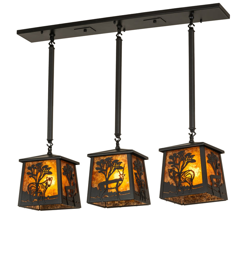 Meyda Tiffany 130904 Three Light Island Pendant, Textured Black