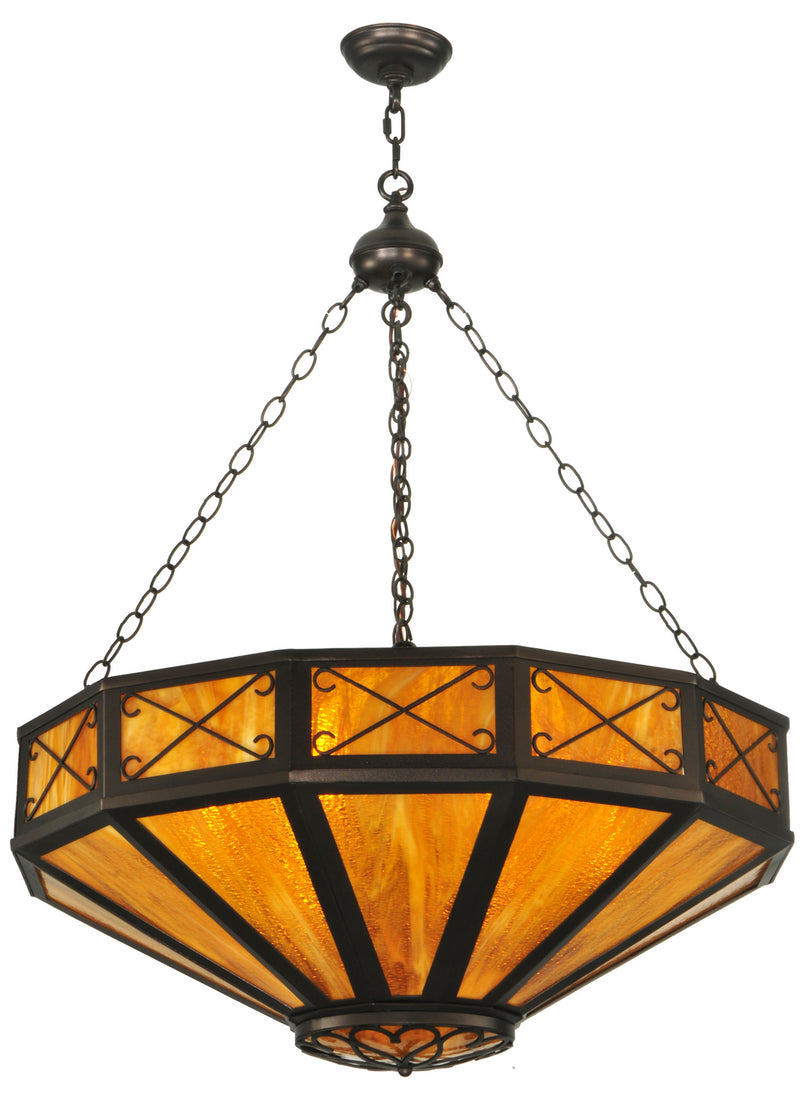 Meyda Tiffany 132521 Six Light Inverted Pendant, Mahogany Bronze