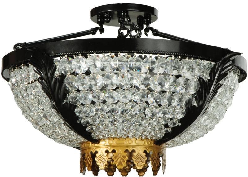 Meyda Tiffany 133099 Three Light Semi-Flushmount, Mirror Black